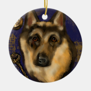 DEUTSCHER SCHÄFERHUND KERAMIK ORNAMENT