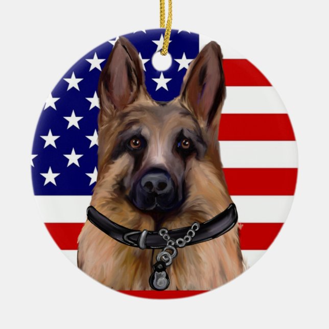 Deutscher Schäferhund Keramik Ornament (Vorne)