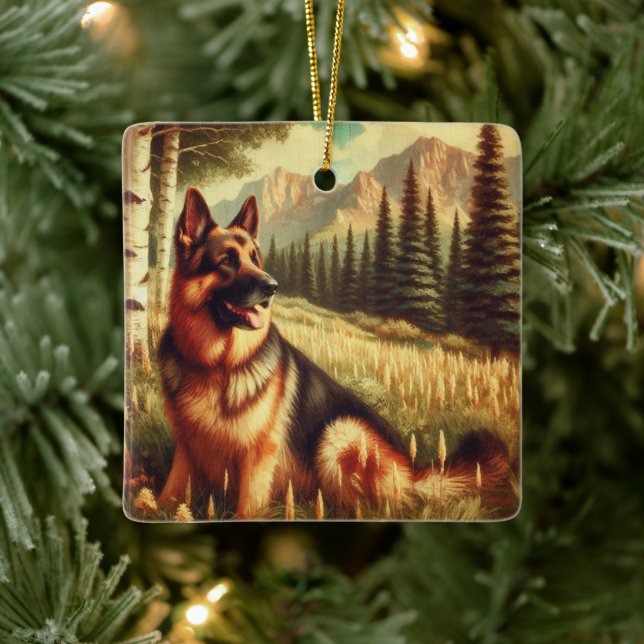 Deutscher Schäferhund Keramikornament (Baum)