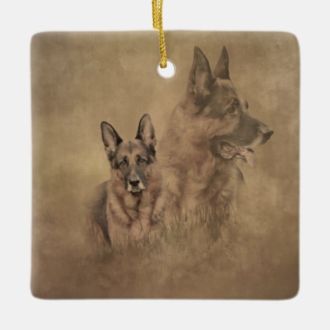 Deutscher Schäferhund Keramikornament (Vorderseite)