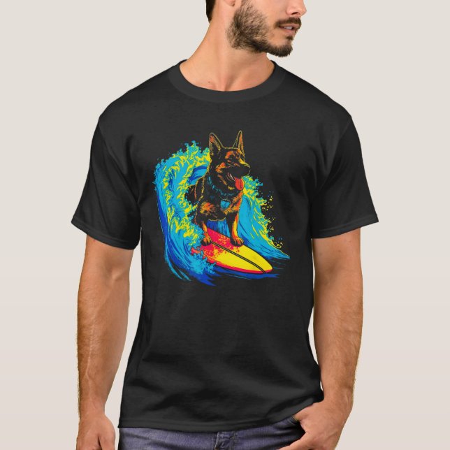 Deutscher Schäferhund Kunst Cool Surf T-Shirt (Vorderseite)