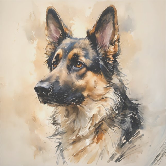Deutscher Schäferhund Kunst Design Aufkleber (Vorderseite)
