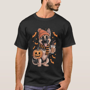 Deutscher Schäferhund Kürbisgetränke Beanie Herbst T-Shirt