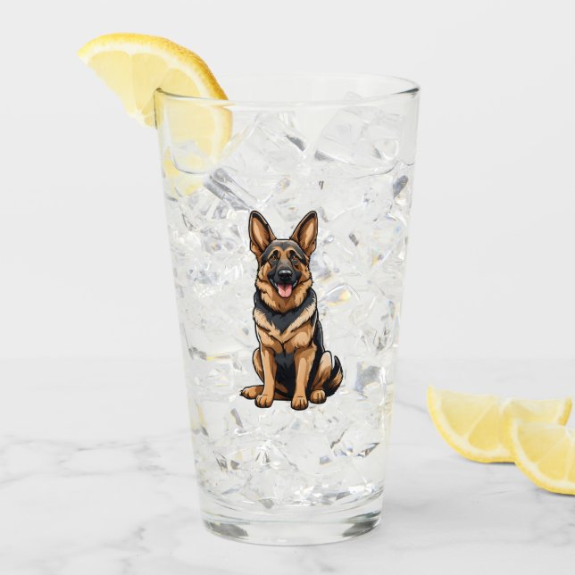 Deutscher Schäferhund lächelt Glas (Vorderseite Ice)