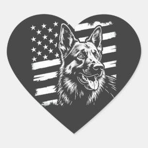 Deutscher Schäferhund Liebhaber USA Amerikanische  Herz-Aufkleber