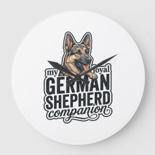 Deutscher Schäferhund Liebhaber Vintage Gravur Hun Große Wanduhr