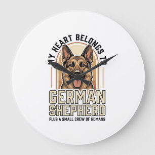 Deutscher Schäferhund Liebhaber Vintage Gravur Lus Große Wanduhr