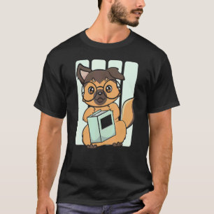 Deutscher Schäferhund liest ein Buch für einen Bib T-Shirt