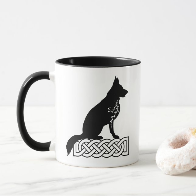 Deutscher Schäferhund Loki Sailor's Knot Two-Tone- Tasse (Mit Donut)