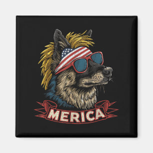 Deutscher Schäferhund - Lustiger 4. Juli Amerikani Magnet