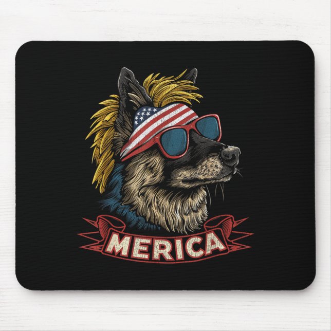 Deutscher Schäferhund - Lustiger 4. Juli Amerikani Mousepad (Vorne)