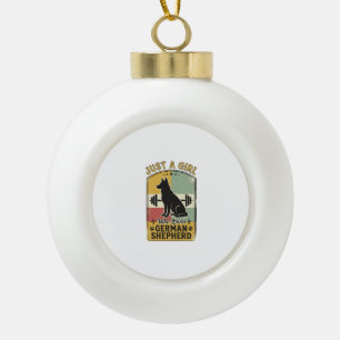 Deutscher Schäferhund Mädchen Vintage Hundeliebhab Keramik Kugel-Ornament