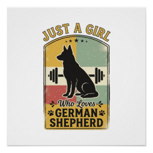 Deutscher Schäferhund Mädchen Vintage Hundeliebhab Poster