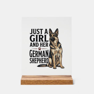 Deutscher Schäferhund Mädchen Vintage-Stich Hundel Acrylschild