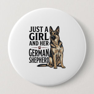 Deutscher Schäferhund Mädchen Vintage-Stich Hundel Button
