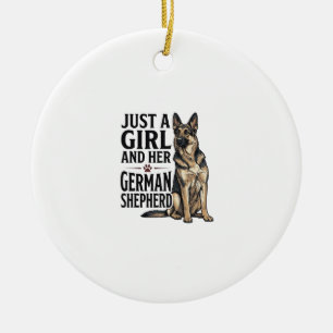 Deutscher Schäferhund Mädchen Vintage-Stich Hundel Keramik Ornament
