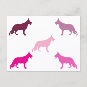 Deutscher Schäferhund minimales Muster Magenta  Postkarte