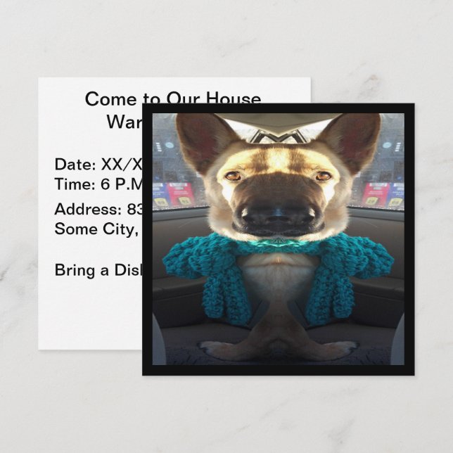 Deutscher Schäferhund Mirrored Verzerrung Einladung (Vorne/Hinten)