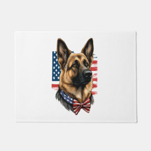 Deutscher Schäferhund mit amerikanischer Flagge Fußmatte