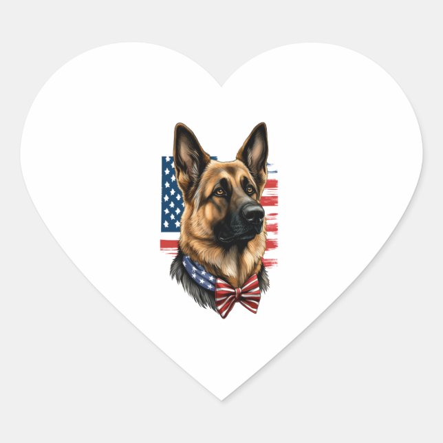 Deutscher Schäferhund mit amerikanischer Flagge Herz-Aufkleber (Vorderseite)