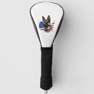Deutscher Schäferhund mit amerikanischer Flagge I Golf Headcover