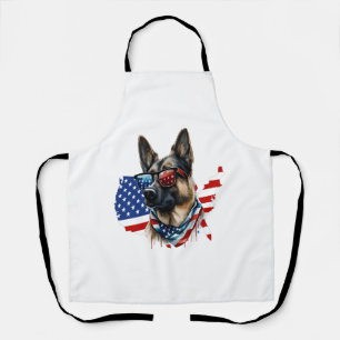 Deutscher Schäferhund mit amerikanischer Flagge I Schürze