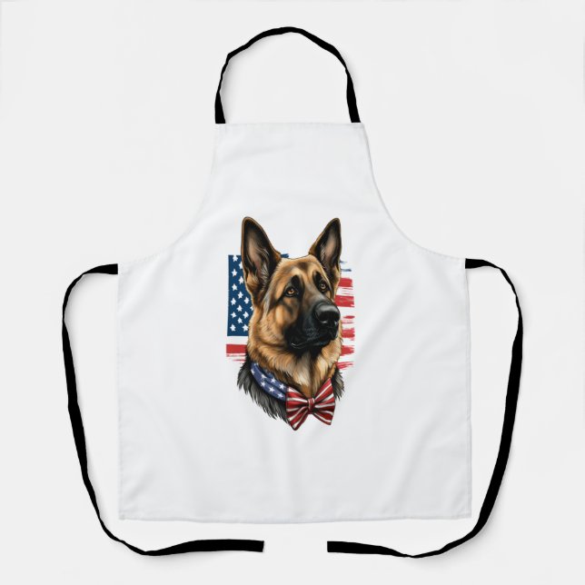 Deutscher Schäferhund mit amerikanischer Flagge Schürze (Vorderseite)