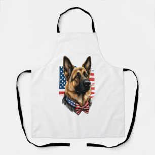 Deutscher Schäferhund mit amerikanischer Flagge Schürze