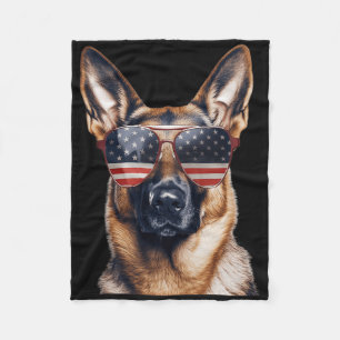Deutscher Schäferhund Mit Der Flagge Der Usa Am Un Fleecedecke