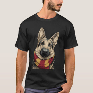 Deutscher Schäferhund mit einem Scarf T-Shirt