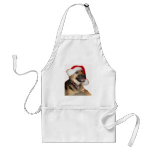 Deutscher Schäferhund mit einem Weihnachtshut Schürze