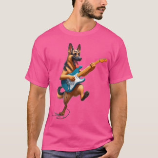 Deutscher Schäferhund mit Gitarrenhund, der die Bü T-Shirt