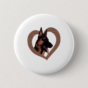 Deutscher Schäferhund mit Herz-Shaped Word Art Button