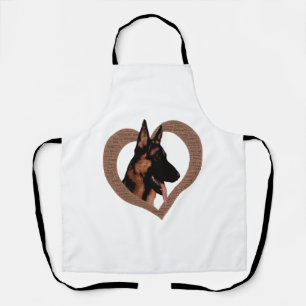 Deutscher Schäferhund mit Herz-Shaped Word Art Schürze