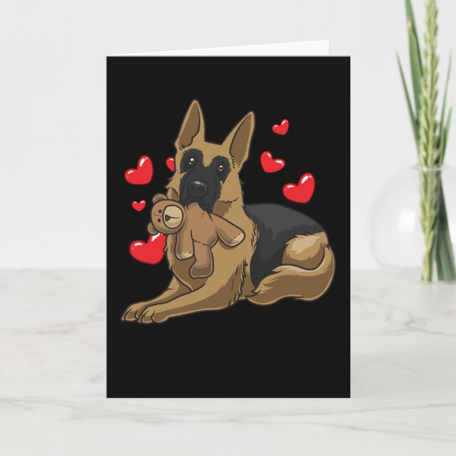 Deutscher Schäferhund mit Herzen Karte (Vorderseite)