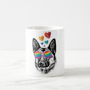 Deutscher Schäferhund mit Herzen Valentinstag Kaffeetasse