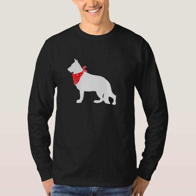 Deutscher Schäferhund mit Red Bandana T-Shirt (Vorderseite)