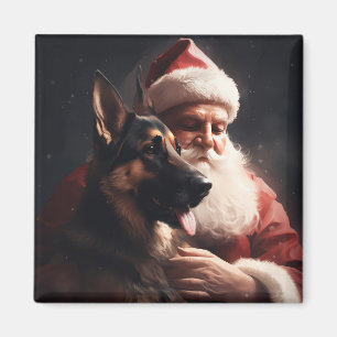 Deutscher Schäferhund mit Santa Claus Festliches W Magnet