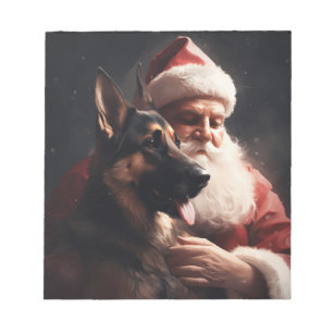 Deutscher Schäferhund mit Santa Claus Festliches W Notizblock
