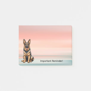 Deutscher Schäferhund mit Sonnenuntergang Post-it Klebezettel