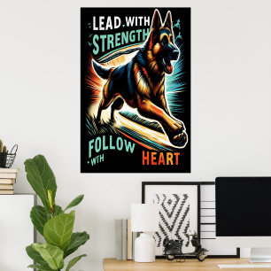 Deutscher Schäferhund mit Stärke und Herz springen Poster