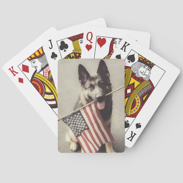 Deutscher Schäferhund mit US-Flagge Spielkarten (Rückseite)