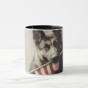 Deutscher Schäferhund mit US-Flagge Tasse