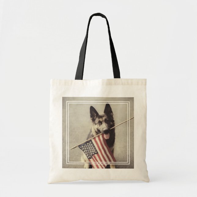 Deutscher Schäferhund mit US-Flagge Tragetasche (Vorne)