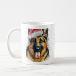 Deutscher Schäferhund mit Weihnachts-Weihnachtsman Kaffeetasse