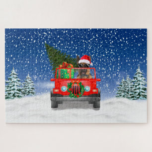 Deutscher Schäferhund mit Weihnachtsgeschenken Puzzle