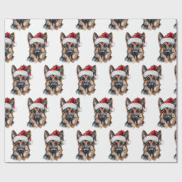 Deutscher Schäferhund mit Weihnachtsmannmütze Geschenkpapier