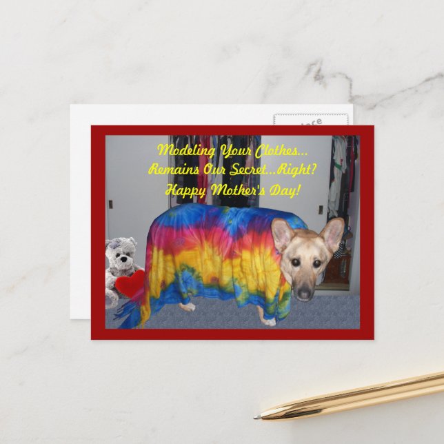 Deutscher Schäferhund modelliert Muttertag Postkarte (Vorderseite/Rückseite Beispiel)