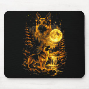 Deutscher Schäferhund Mondnacht Kunst Hund Heult B Mousepad