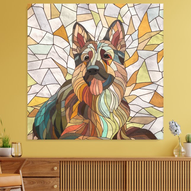 Deutscher Schäferhund - Mosaikkunst Leinwanddruck (Insitu (Wohnzimmer))
